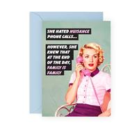 Family Birthday Card - Nuisance Phone Calls - Humorous Card for Mum, Dad, Sister, Brother, Aunt, Uncle, Stepsis, Stepbro, Cousin, Granny, Grandpa, Fam - Comes with Fun Stickers