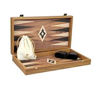 Family Board Game Wooden Manopoulos Backgammon Set Walnut 20 Inch With Backgammon Pieces and Dice Set