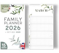 Family calendar 2026 5 columns FLORAL family planner 2026 and Oct-Dec 2025, wall calendar 23 x 43cm, planner for family 2026, Boho, flowers, design
