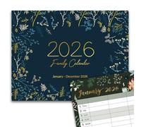 Family Calendar 2026 - A4 Family planner 2026 with 5 columns, Jan. 2026 - Dec. 2026, Calendar 2026, 28 x 21.6 cm, 12 Beautiful Printed Patterns