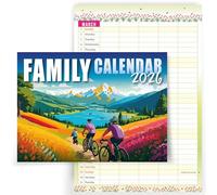 Family Calendar 2026, monthly planner with 5 columns. Useful as a family planner calendar 2026. Printed by CO2 neutral printer with vegetable ink, fully recyclable