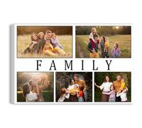 Family Canvas Personalised Photo Collage Prints 5 Images Picture Print, Custom Canvas Paintings Wall Art, Customized Gifts & Keepsakes for Women Birthday Christmas Decor, Wrapped Framed 36x24’’