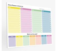 Family Chores Planner - Magnetic A4 Weekly Chores Planner - 52 Undated Pages to last a full Year - Quality 100gsm paper with a strong 1000 micron white backing board and two strong magnets