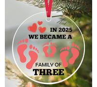 Family Christmas Bauble 2025 Baby's First Christmas Ornament New Parents Gifts for Couples Newborn Baby Boy Girl Baby First Xmas Ornaments 2025 Xmas Tree Decoration Acrylic Round Ornaments