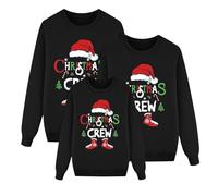 Family Christmas Jumper Matching Reindeer Snowflake Xmas Tree Long Sleeve Round Neck Novelty Pullovers for Men Women Kids 01