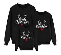 Family Christmas Jumper Matching Reindeer Snowflake Xmas Tree Long Sleeve Round Neck Novelty Pullovers for Men Women Kids 02