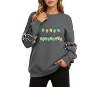 Family Christmas Jumpers,Women’s Hoodless Sweatshirt for Everyday Wear Casual Loungewear Long Sleeve Crewneck Soft Cozy Fleece Top Suitable for Fall Winter (Grey, XL)