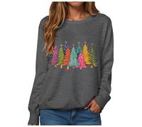 Family Christmas Jumpers,Women's Hoodless Sweatshirt Long Sleeve Print Pullover Sweater in Cozy Fleece for Festive Holiday Cheer and Casual Seasonal Comfort (Grey, XXL)