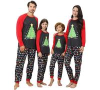 Family Christmas Pyjamas Set-Christmas Pajamas for Family, Christmas Pyjamas Family with Xmas Tree and String Lights Pyjama Jammie,Cotton Xmas Pjs Family,Matching Pjs for Family Couples Adults Kids