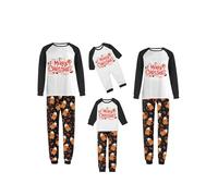 Family Christmas Pyjamas Set Cute Gingerbread Man Print Long Sleeve Tops and Pant Set Xmas Family Matching Pjs Loungewear (Dad, L, A-Black)