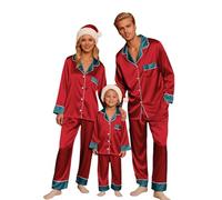 Family Christmas Pyjamas Set Fashion Mens Womens Printed Xmas Matching Pyjama Comfortable His and Hers Pjs Family Cartoon Cute Matching Christmas Pj Holiday Jammies Snow Outfit Costume (Wine,L)