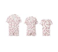 Family Christmas Pyjamas Set Funny Candy/Tree Print Short Pyjamas Set Xmas Family Matching Pajamas Loungewear (Dad, XL, A-Red)