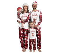 Family Christmas Pyjamas Set Matching Christmas Pyjamas Sets for Family Mens Womens Printed Xmas Matching Pyjama Comfortable Loungewear Sleepwear for Women Men Kids Baby (Red-3, M)