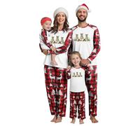 Family Christmas Pyjamas Set Matching Christmas Pyjamas Sets for Family Mens Womens Printed Xmas Matching Pyjama Comfortable Loungewear Sleepwear for Women Men Kids Baby (Red-6, M)