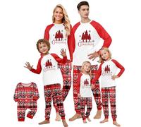 Family Christmas Pyjamas Set - Matching Xmas PJs for Family, Soft Polyester Long Sleeve Tops & Pants with Jolly Christmas Prints (Toddler to Grown-Up) White
