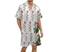 Family Christmas Pyjamas Set, Mens Nightwear Pyjamas Set, Shorty Pyjamas Sets 2 Pieces Plus Size Sleepwear Lightweight Dry Soft Sleep Set with Pocket Pjs Loungewear Sets Breathable Casual Home