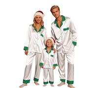 Family Christmas Pyjamas Set Mens Womens Kids Xmas Long Christmas Pyjamas Sets for Family 2 PCS Long-Sleeved Shirt and Trousers Couple Matching Pyjama Set Sleepwear Nightwear (01 Light Green, L)