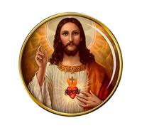 Family-crests.com Gold Sacred Heart Pin Badge