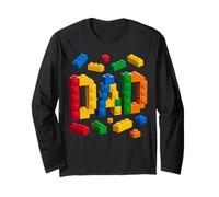 Family Dad Master Builder Building Bricks Blocks Fathers Day Long Sleeve T-Shirt