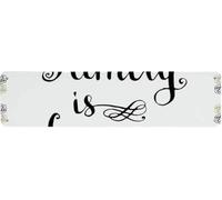 Family DecorativeTin Sign,Ink Writing Quote About Family Framework with Sketchy Absract Figures Retro 40x10 cm Notice Sign for Indoor Outdoor Yard Street Signs