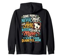 Family Diabetes Mom Type 1 Diabetes Awareness Zip Hoodie