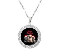 Family Dogs Christmas Vintage Necklace Gold Silver Pendant Jewelry Lady Multicolored Diamond Necklaces with Chain