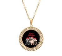 Family Dogs Christmas Vintage Necklace Gold Silver Pendant Jewelry Lady Multicolored Diamond Necklaces with Chain