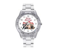 Family Dogs Christmas Vintage Wrist Watches Men's Classic Business Watch Casual Stainless Steel Band for Boyfriend Father