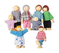 Family Dolls, Pack of 8, Wooden Family Figures, Interactive Sitting, Standing and Bending, Dolls, The Eight Rollers, Includes Grandparents, Mother, Father, Son, Daughter, Two , Equipment for