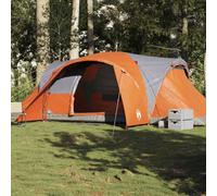 Family Dome Tent 6-Person, Waterproof Polyester PU Coated, Grey and Orange, Easy Setup for Camping, Outdoor Adventures, Backpacking, 494x370x190cm Spacious Shelter