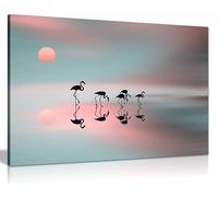 Family flamingos. Canvas Print, Framed Wall Art Pictures for Home Decor 61x41cm (24x16in)