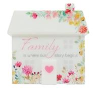 Family Freestanding Ornament Family is where our story begins House Shaped 10CM