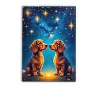 Family Fun 1000 Pieces Puzzle achshunds Under The Bright Stars Letters on The Back Suitable for Beginners to Adapt to Family Education Activities Without Pressure