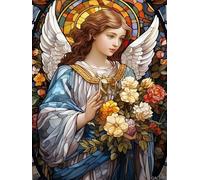 Family Fun 1000 Pieces Puzzle Angel Guardian Stained Glass Letters on The Back Suitable for Beginners to Adapt to Family Education Activities Without Pressure