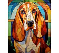Family Fun 1000 Pieces Puzzle Basset Hound Stained Glass Window Interesting Parent-Childs Family Entertainment Leisure Fun Interactive Wooden