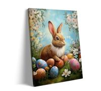 Family Fun 1000 Pieces Puzzle Easter Cute Bunny and Colorful Easter Eggs Spring Flowers and Festivals