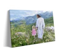 Family Fun 1000 Pieces Puzzle Jesus Inspirational Religion Jesus Walking with Children in Peaceful Nature Christianity