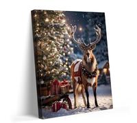 Family Fun 1000 Pieces Puzzle Reindeer and Christmas Tree Winter Wonderland with Snowy and Festive Lights