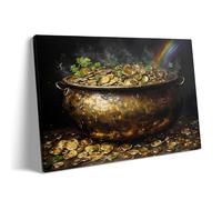 Family Fun 1000 Pieces Puzzle St. Patrick's Day Gold Coin Jar with Shamrocks and Rainbow Clover St. Patrick's Day Gift St. Patrick's Day Celebration Holiday