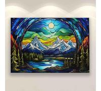 Family Fun 500 Pieces Puzzle Colorful Glacier Night Moon Mountain Colorful Home Decoration New Upgraded Gifts