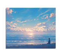 Family Fun Jigsaw Puzzle 1000 Piece Moon Sea Blue Ocean for Players Who Like to Challenge The Difficult and Unlock More Complex Patterns in Hd
