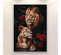 Family Fun Jigsaw Puzzle 1000 Piece Red Rose and Lion Interesting Parent-Childs Family Entertainment Leisure Fun Interactive Wooden