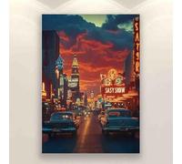 Family Fun Jigsaw Puzzle 1000 Piece Retro Las Vegas Colorful Jigsaw Puzzles for Adults and Teens Puzzle Toys Wooden Gifts