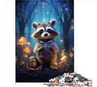 Family Fun Puzzle by 1000 Piece Jigsaw Puzzle Mushroom Raccoon Premium 100% Recycled Board Adults Puzzles Gifts Unique Birthday 1000pcs(26x38cm)