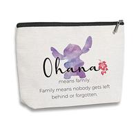 Family Gifts for Women - Ohana Family Means Nobody Gets Left Behind or Forgotten - Cute Unique Makeup Bag Gifts for Daughter Son Grandchildren Niece Girls Boys Best Friend, Beige