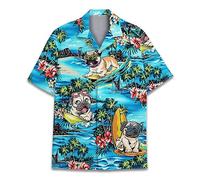 Family Gifts Kingdom Mushroom Hawaiian Shirts for Men - Mushroom Shirt, Mushroom Shirts for Men, Mushroom Stripe Button Down, Pug, 4XL