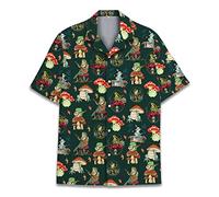 Family Gifts Kingdom Mushroom Hawaiian Shirts for Men - Mushroom Shirt, Mushroom Shirts for Men, Mushroom Stripe Button Down, Frog 1, XL