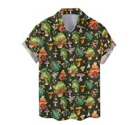 Family Gifts Kingdom Mushroom Hawaiian Shirts for Men - Mushroom Shirt, Mushroom Shirts for Men, Mushroom Stripe Button Down, Color 31, XL