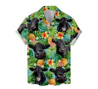 Family Gifts Kingdom Tropical Cow Hawaiian Shirts for Men Women, Flower Cow Farm Button Down Short Sleeve Mens Hawaiian Shirt, Angus 1, Large
