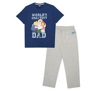 Family Guy Mens World's Greatest Dad Long Pyjamas Set, Navy/Heather Grey, XS-5XL